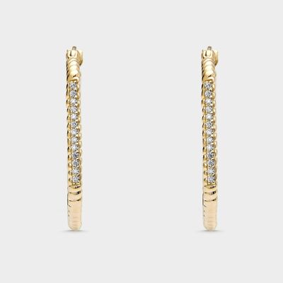 Silver gold plated earrings 15mm zircons