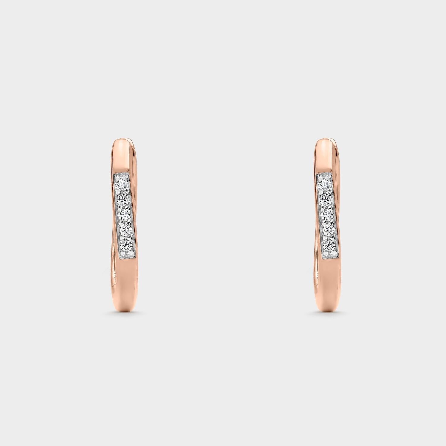 Boucles d'oreilles créoles bicolores avec zircons blancs