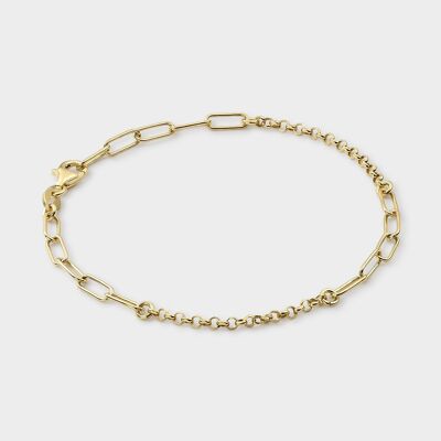 Gold bracelet with knot and rectangular links