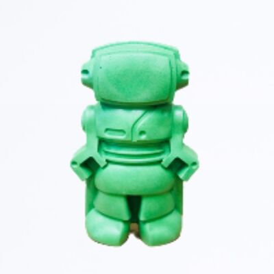 DECORATIVE FIGURE - GREEN CONCRETE ROBOT