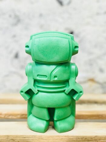 Figurine déco - robot en béton vert 4