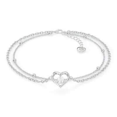 Infinity sign anklet "Heart" - silver - S010