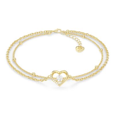 Infinity sign anklet "Heart" - gold - S011