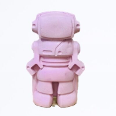 Figurine déco - robot en béton rose pastel
