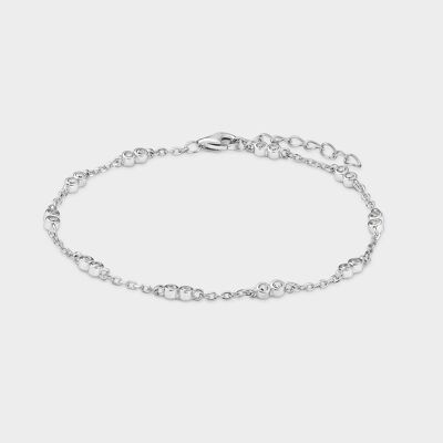 Silver bracelet with white zircons