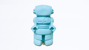 Figurine déco - robot en béton turquoise 1