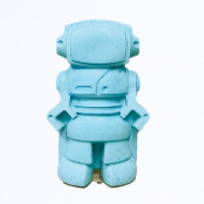 Figurine déco - robot en béton turquoise