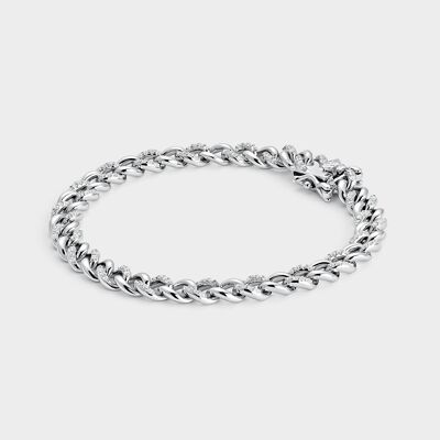 Silver bracelet with zircons and links