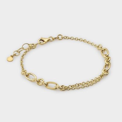 Knot-type link bracelet with double chain