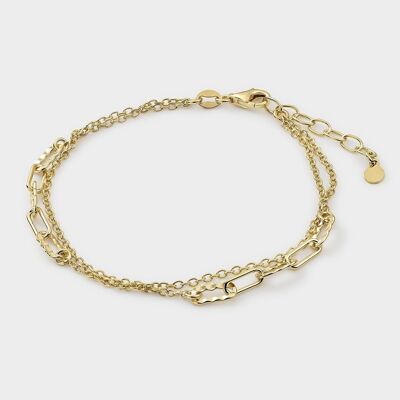 Gold-plated bracelet with rectangular and knot links