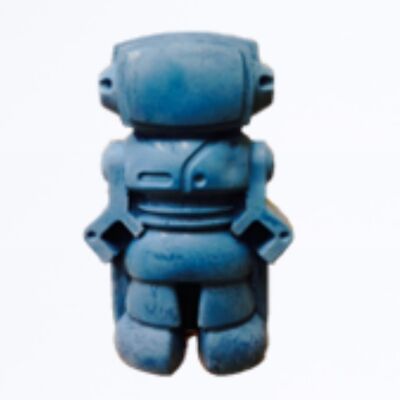 Figurine déco - robot en béton bleu pétrole