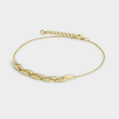 Gold-plated silver bracelet with white zircons