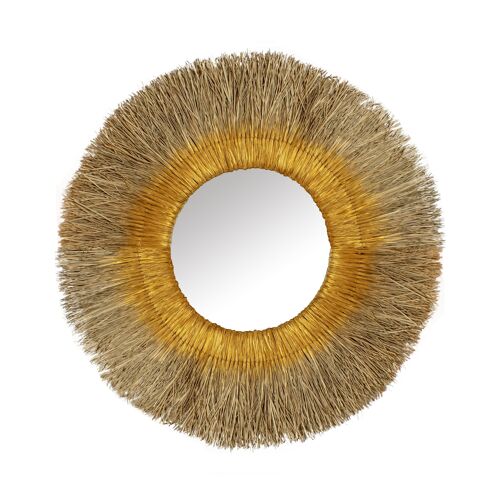 MIROIR ROND EN FEUILLES DE MENDONG DIAMETRE 110CM MULI