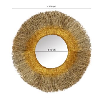 MIROIR ROND EN FEUILLES DE MENDONG DIAMETRE 110CM MULI 5