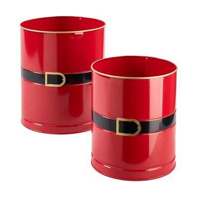 Red Santa Claus metal pot 22/25 cm - Christmas decoration
