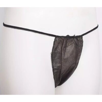 Women's black disposable thong