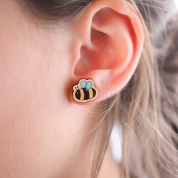 Boucles d'oreilles en bois d'abeille 2