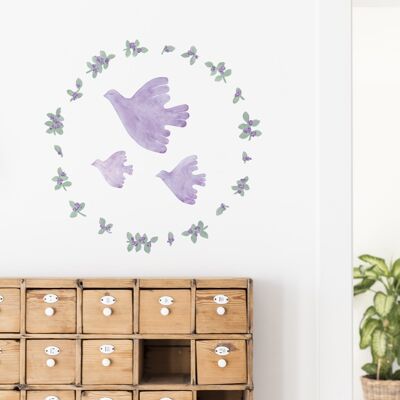 Sticker mural Colombe aquarelle volante