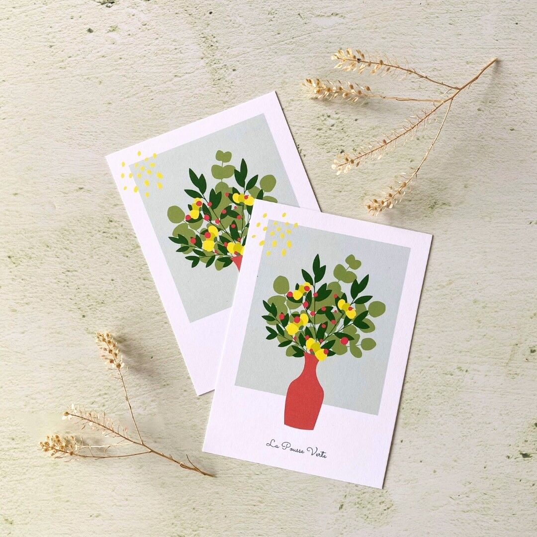 Cartolina di illustrazione vegetale primaverile 1