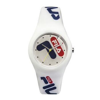 38-185-003 - Montre mixte quartz Fila - Bracelet silicone - 3 aiguilles