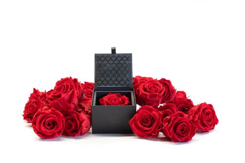 Ecrin / Box une rose rouge préservée  - Carte personnalisable - Cadeau Chic et éternel - Collection Un secret "My Love"