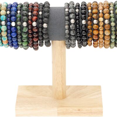 Lotto di 24 bracciali in pietra naturale per uomo