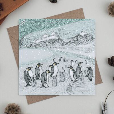 Cartolina d'auguri di pinguini antartici