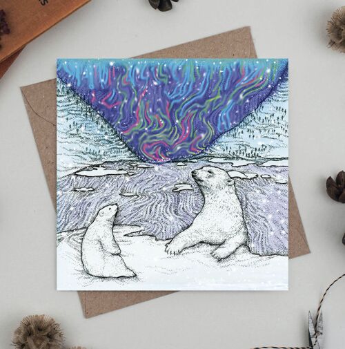 Polars Under The Aurora Borealis Greeting Card