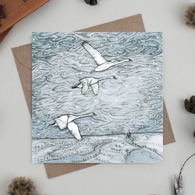 Swans Flying Greeting Card