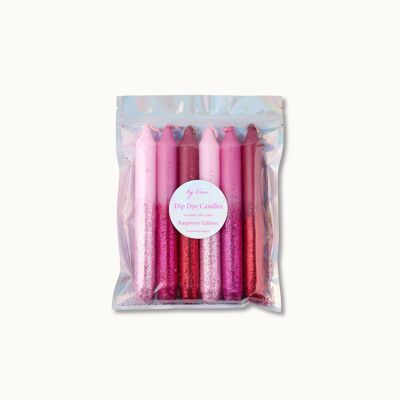 Dip Dye Candle Set: Glitter Raspberry Edition