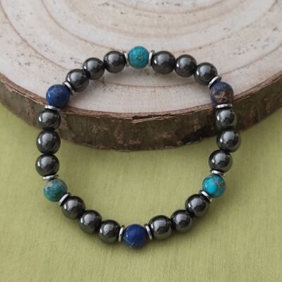 blue imperial jasper hematite bracelet 8mm