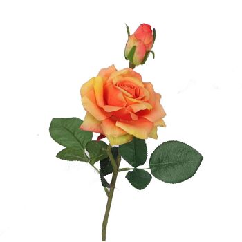 Rose artificielle orange avec boutons Andréa - 45cm 1
