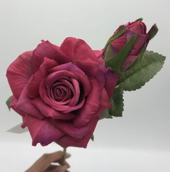 Rose artificielle fuchsia avec boutons Andréa - 45 cm 2