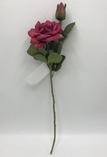 Rose artificielle fuchsia avec boutons Andréa - 45 cm 3