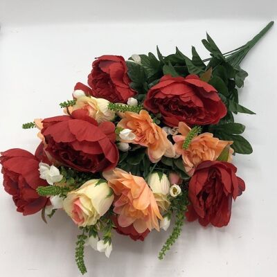 Peony Rose and Dahlia Gigante Stake - Surtido de rosas rojas y crema - 69cm