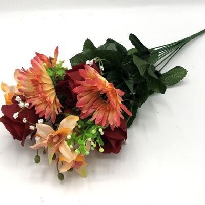 Piquet Rose et Gerbera Irène -Assortiment Rouge, Rose et Orange-