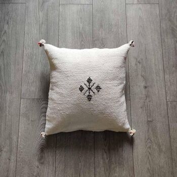 Coussin Marocain Blanc en Coton 2