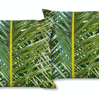 Set di cuscini decorativi con foto (2 pezzi), motivo: ventaglio di palma 2 - dimensioni: 40 x 40 cm - fodera per cuscino premium, cuscino decorativo, cuscino decorativo, cuscino fotografico, fodera per cuscino