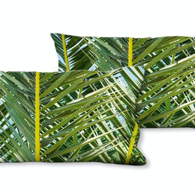 Set di cuscini decorativi con foto (2 pezzi), motivo: ventaglio di palma 2 - dimensioni: 80 x 40 cm - fodera per cuscino premium, cuscino decorativo, cuscino decorativo, cuscino fotografico, fodera per cuscino