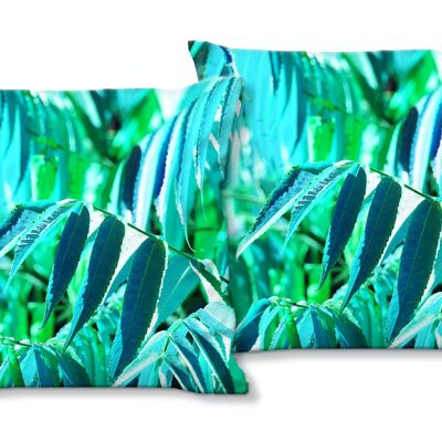 Set di cuscini decorativi con foto (2 pezzi), motivo: foglie autunnali colorate 2 - dimensioni: 40 x 40 cm - fodera per cuscino premium, cuscino decorativo, cuscino decorativo, cuscino fotografico, fodera per cuscino