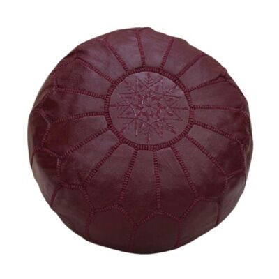 Pouf marocchino in pelle bordeaux