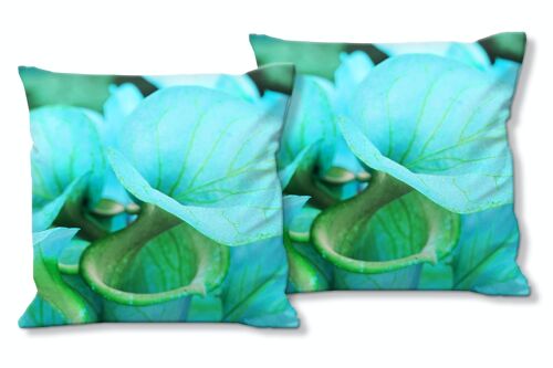 Deko-Foto-Kissen Set (2 Stk.), Motiv: Calla-Blüten Romantik 1 - Größe: 40 x 40 cm - Premium Kissenhülle, Zierkissen, Dekokissen, Fotokissen, Kissenbezug