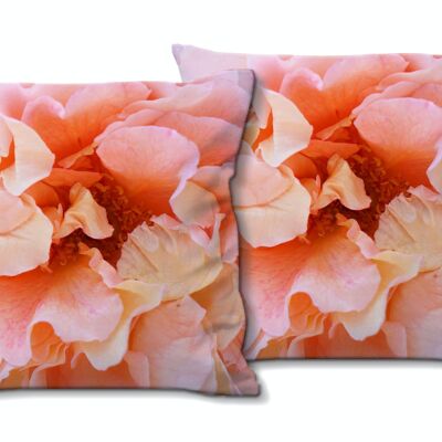 Deko-Foto-Kissen Set (2 Stk.), Motiv: Rosen-Blüte Rosentraum 4 - Größe: 40 x 40 cm - Premium Kissenhülle, Zierkissen, Dekokissen, Fotokissen, Kissenbezug