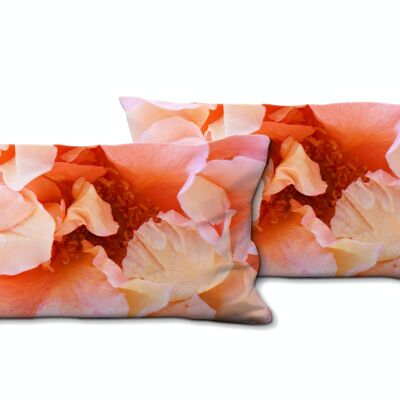 Set di cuscini decorativi con foto (2 pezzi), motivo: fiore di rosa rose dream 4 - dimensioni: 80 x 40 cm - fodera per cuscino premium, cuscino decorativo, cuscino decorativo, cuscino fotografico, federa per cuscino