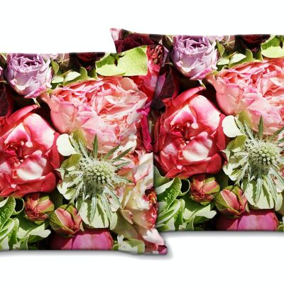 Set di cuscini decorativi con foto (2 pezzi), motivo: Rosenmeer 2 - dimensioni: 40 x 40 cm - fodera per cuscino premium, cuscino decorativo, cuscino decorativo, cuscino fotografico, fodera per cuscino