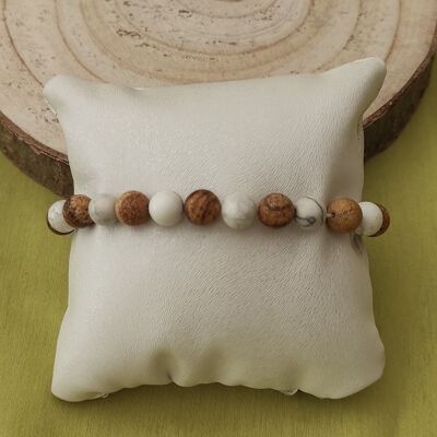 Elastic bracelet howlite and landscape jasper 8mm