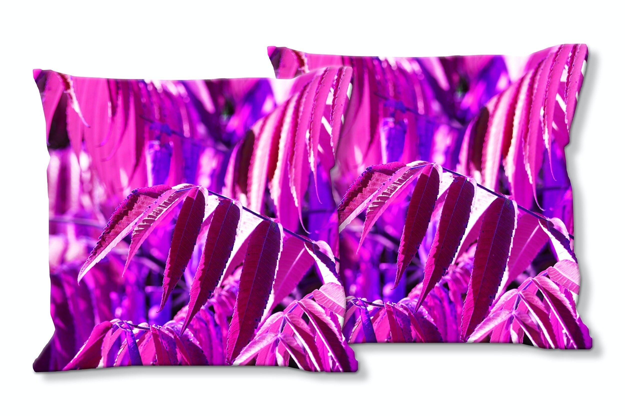 Deko-Foto-Kissen Set (2 Stk.), Motiv: Buntes Herbstlaub 5 - Größe: 40 x 40 cm - Premium Kissenhülle, Zierkissen, Dekokissen, Fotokissen, Kissenbezug