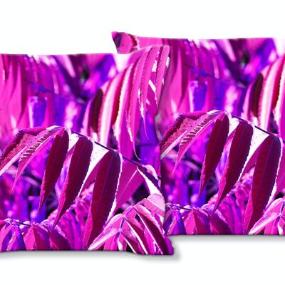 Decorative photo cushion set (2 pieces), motif: colorful autumn leaves 5 - size: 40 x 40 cm - premium cushion cover, decorative cushion, decorative cushion, photo cushion, cushion cover