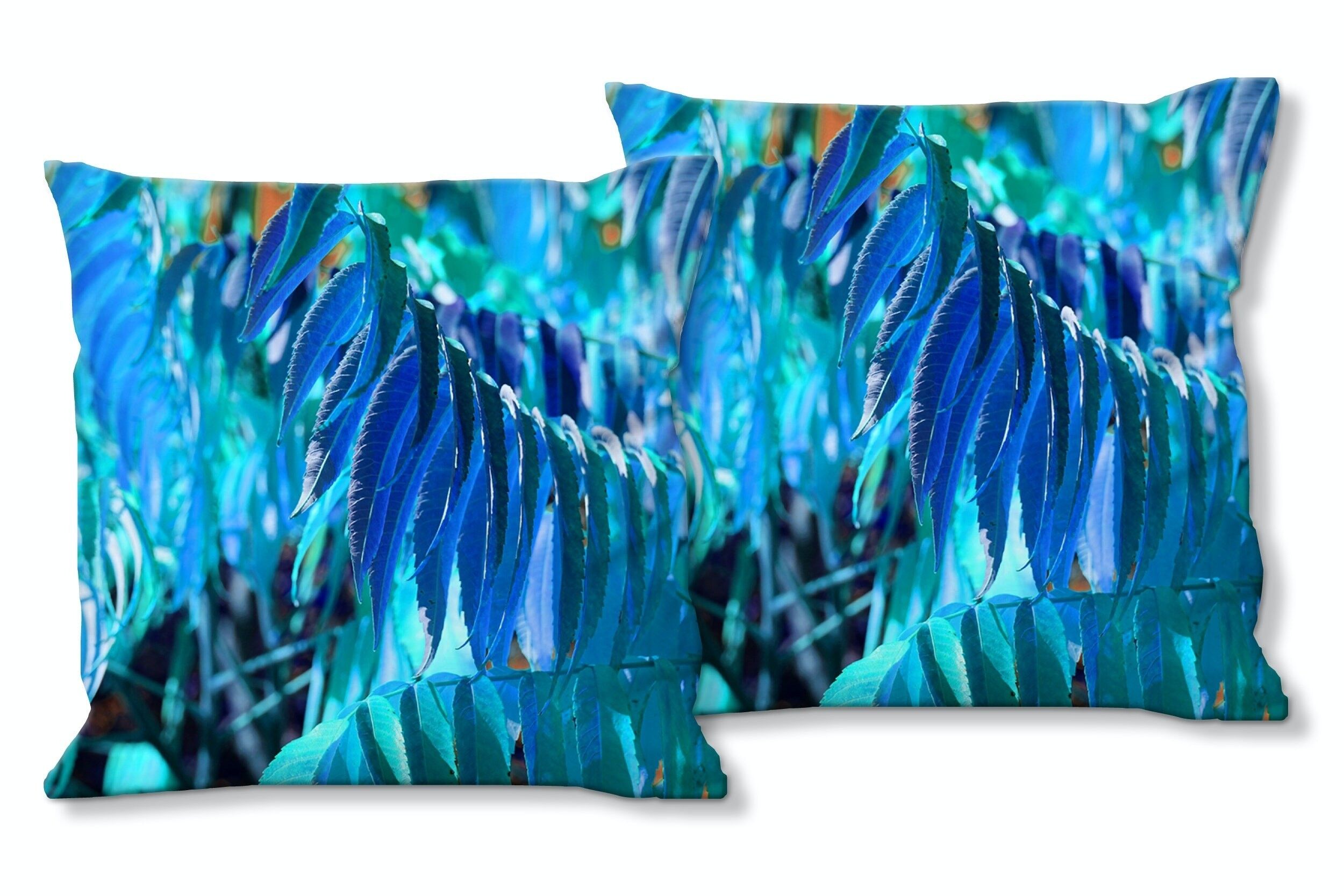 Decorative photo cushion set (2 pieces), motif: colorful autumn leaves 6 - size: 40 x 40 cm - premium cushion cover, decorative cushion, decorative cushion, photo cushion, cushion cover