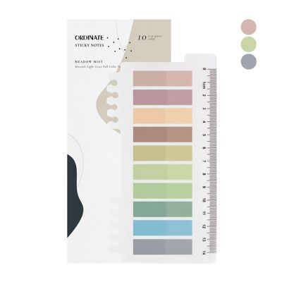 Meadow Mist | Ordinate 200 piece adhesive strip set | Sticky markers | Film text strip | Sticky notes | Adhesive markings | Small flags | Sticky Notes | Tabs and writable labels